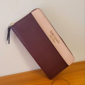 NWT Kate Spade Cameron Saffiano Rose Smoke Wallet